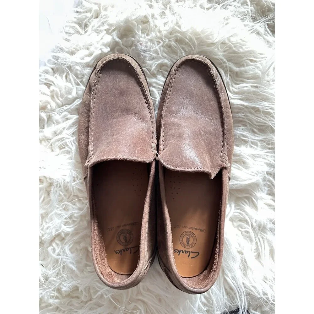 Clarks Shoes Mens 12 M Loafer Leather Men 61767 Slip on Casual Brown‎ Comfort